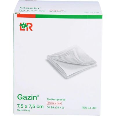 Gazin Mullkompresse steril 7,5x7,5cm - Medizinische Kompresse Gazin Mullkompresse steril 7,5x7,5cm - Medizinische Kompresse