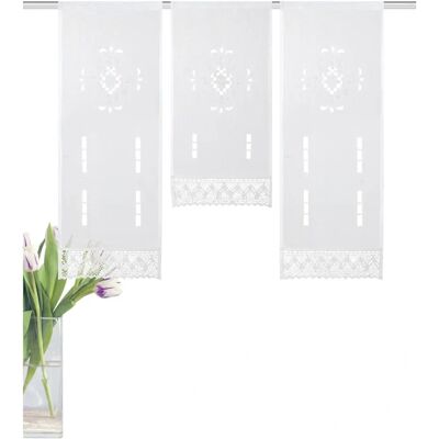 HOME WOHNIDEEN Alegra Weiß 3-teilig Fensterbehang - Fensterdekoration HOME WOHNIDEEN Alegra Weiß 3-teilig Fensterbehang - Fensterdekoration