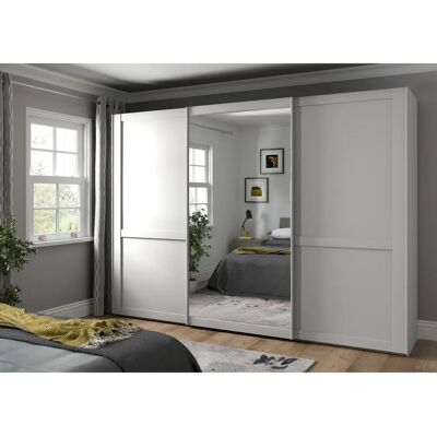 WIEMANN Göteborg Kleiderschrank - Weiß, Spiegel, 3 Türen, 295cm WIEMANN Göteborg Kleiderschrank - Weiß, Spiegel, 3 Türen, 295cm