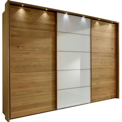 Wiemann Kufstein Kleiderschrank - 3 Türen, 250cm Breit, Weiß (Eiche, Glas) - Kleiderschrank Wiemann Kufstein Kleiderschrank - 3 Türen, 250cm Breit, Weiß (Eiche, Glas) - Kleiderschrank