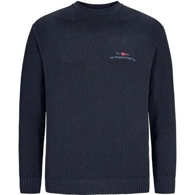 Pull ALBREKT de JAN VANDERSTORM - Décontracté, Bleu Foncé, XXXL - Publicité Pull ALBREKT de JAN VANDERSTORM - Décontracté, Bleu Foncé, XXXL - Publicité