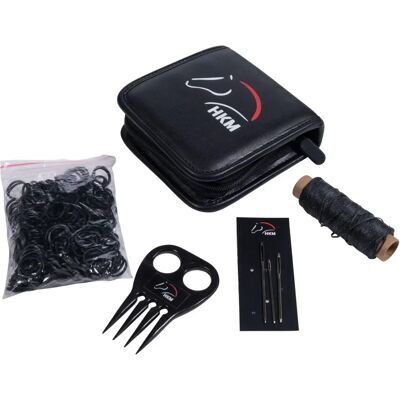 HKM Horse Mane Set - Grooming Kit for Tying and Sewing Mane - White HKM Horse Mane Set - Grooming Kit for Tying and Sewing Mane - White
