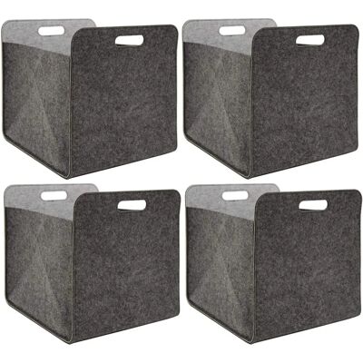 Dunedesign - 4 Cajas de Almacenaje de Fieltro 33x33x38cm - Gris Dunedesign - 4 Cajas de Almacenaje de Fieltro 33x33x38cm - Gris