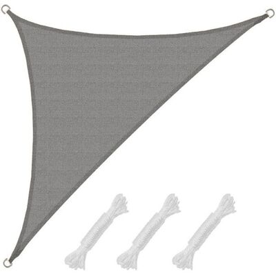 Amanka - 3x3x4.25 Triangle - Gris - HDPE - Voile d'ombrage - Publicité Amanka - 3x3x4.25 Triangle - Gris - HDPE - Voile d'ombrage - Publicité