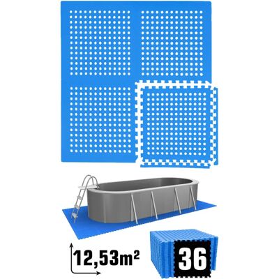 Eyepower Alfombra de Piscina 12,5 m² - 36 Esteras eva 62x62 - Azul - Accesorios de Piscina Eyepower Alfombra de Piscina 12,5 m² - 36 Esteras eva 62x62 - Azul - Accesorios de Piscina