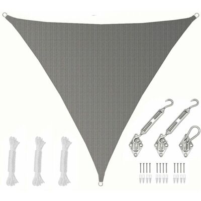 Amanka - 5x5x5 Sonnensegel Atmungsaktiv - Dreieckige Sonnensegel mit Edelstahlbefestigung - grau Amanka - 5x5x5 Sonnensegel Atmungsaktiv - Dreieckige Sonnensegel mit Edelstahlbefestigung - grau