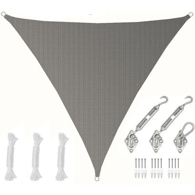 Amanka - 5x5x5 Vela de Sombra Transpirable - Vela Triangular con Fijación Inox - grau Amanka - 5x5x5 Vela de Sombra Transpirable - Vela Triangular con Fijación Inox - grau