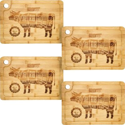 Dunedesign Braun Bambus Steak Schneidebretter - 4er Set Dunedesign Braun Bambus Steak Schneidebretter - 4er Set