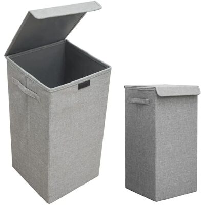 Dunedesign - Juego de 2: Cestas de ropa sucia de 50L con tapa - gris Dunedesign - Juego de 2: Cestas de ropa sucia de 50L con tapa - gris
