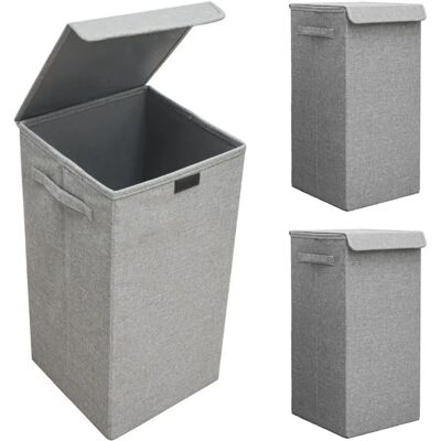 Dunedesign - Juego de 3: Cestas de ropa sucia 50L con Tapa - Gris Dunedesign - Juego de 3: Cestas de ropa sucia 50L con Tapa - Gris