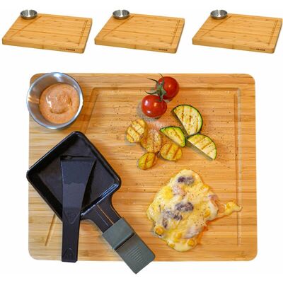 Dunedesign - Juego de 4 Platos de Raclette de Bambú - 30x25cm - Madera Dunedesign - Juego de 4 Platos de Raclette de Bambú - 30x25cm - Madera