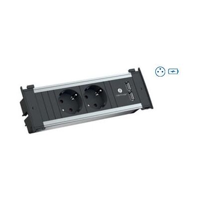 Bachmann Kapsa S Verlängerungskabel - 2m, 2 AC-Ausgänge, Indoor, Aluminium, Schwarz Bachmann Kapsa S Verlängerungskabel - 2m, 2 AC-Ausgänge, Indoor, Aluminium, Schwarz