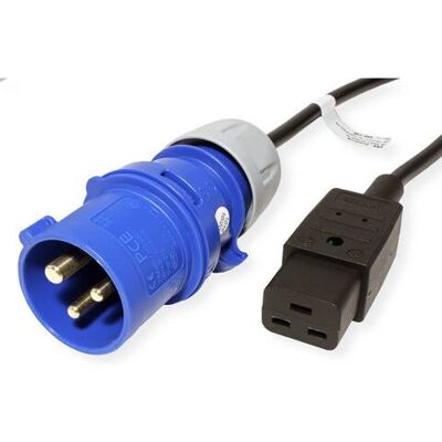 Kabel zasilający Bachmann 346.112 - 3m IEC 309 C19 - Czarny, Niebieski Kabel zasilający Bachmann 346.112 - 3m IEC 309 C19 - Czarny, Niebieski