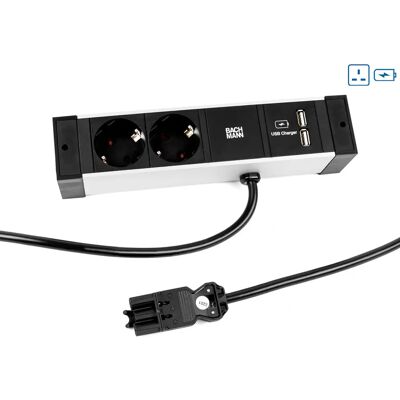 Bachmann - 941.102 Steckdosenleiste - 2m, USB, Erdung Bachmann - 941.102 Steckdosenleiste - 2m, USB, Erdung