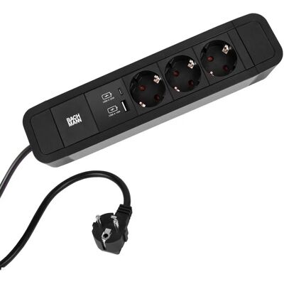 Multiprise Bachmann Primo 2 - 3 Prises, câble 2m, ports USB Multiprise Bachmann Primo 2 - 3 Prises, câble 2m, ports USB