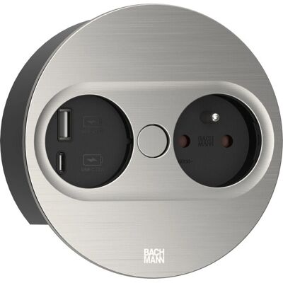Bachmann - 946.006 - Inox - Type E USB A USB C - socket-outlet Bachmann - 946.006 - Inox - Type E USB A USB C - socket-outlet