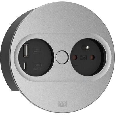 Bachmann Modell TWIST 2 Steckdose + USB A + USB C - Edelstahl Bachmann Modell TWIST 2 Steckdose + USB A + USB C - Edelstahl
