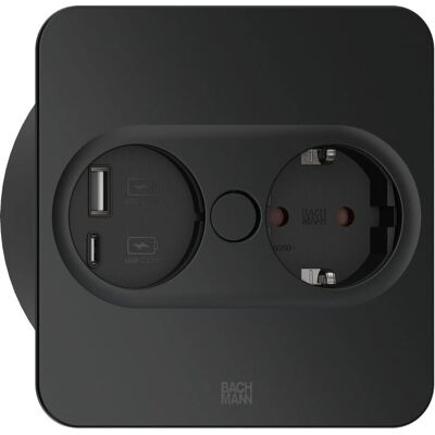 Bachmann 946.105 Enchufe de acero inoxidable tipo F con USB C - Toma de corriente Bachmann 946.105 Enchufe de acero inoxidable tipo F con USB C - Toma de corriente