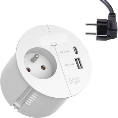 Bachmann 938.302 Grenuttag - USB A, USB C, Fransk kontakt Bachmann 938.302 Grenuttag - USB A, USB C, Fransk kontakt