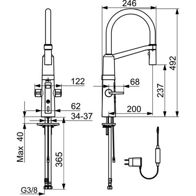 Hansa Hansasemipro Hybride Infrarot-Küchenarmatur mit Ausziehbrause Hansa Hansasemipro Hybride Infrarot-Küchenarmatur mit Ausziehbrause