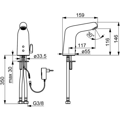 Hansa Hansamedipro Berührungsloser Bluetooth Waschtischarmatur - Elektrisch 9V/12V Hansa Hansamedipro Berührungsloser Bluetooth Waschtischarmatur - Elektrisch 9V/12V