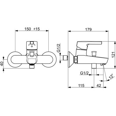 HANSA Hansapaleno Badewannenmischer - Wandmontage, 164mm Ausladung, Chrom HANSA Hansapaleno Badewannenmischer - Wandmontage, 164mm Ausladung, Chrom