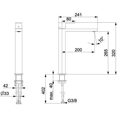 Hansa - Hochwaschtischmischer - 200 mm Ausladung - Chrom - Armatur Hansa - Hochwaschtischmischer - 200 mm Ausladung - Chrom - Armatur