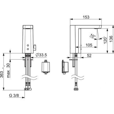 Hansa Hansa stela - Berührungsloser Wasserhahn - 105mm Ausladung Hansa Hansa stela - Berührungsloser Wasserhahn - 105mm Ausladung
