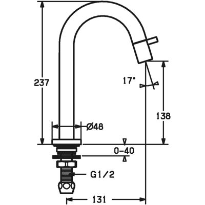 HANSANOVA Style Waschtischarmatur - 131mm Ausladung, Schwarz Matt HANSANOVA Style Waschtischarmatur - 131mm Ausladung, Schwarz Matt