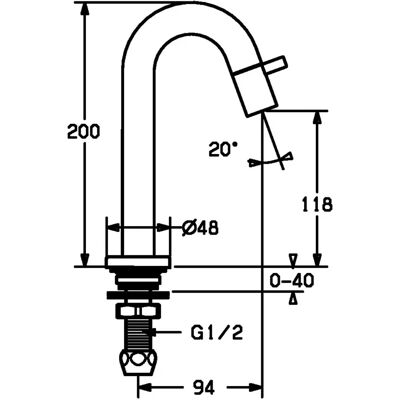 HANSANOVA Style Waschtisch-Standventil - 94mm - Matt Schwarz HANSANOVA Style Waschtisch-Standventil - 94mm - Matt Schwarz
