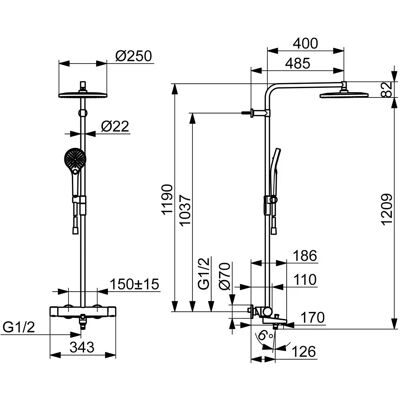 Hansa HANSAVIVA Duschsystem mit ThermoCool - Chrom Hansa HANSAVIVA Duschsystem mit ThermoCool - Chrom