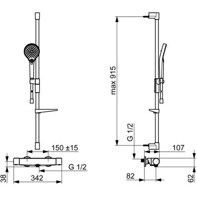 HANSA Wandmontiertes Duschsystem mit Thermostat - Chrom HANSA Wandmontiertes Duschsystem mit Thermostat - Chrom