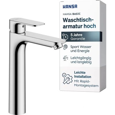Hansa - Modèle 55472203 - Robinet lavabo chrome, projection 150mm - Publicité Hansa - Modèle 55472203 - Robinet lavabo chrome, projection 150mm - Publicité