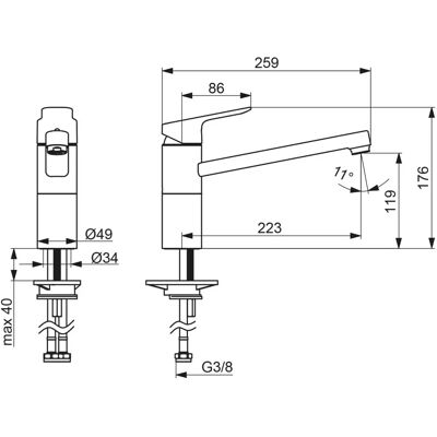Hansa Basic Küchenarmatur - Chrom, 223mm, Einhebel Hansa Basic Küchenarmatur - Chrom, 223mm, Einhebel