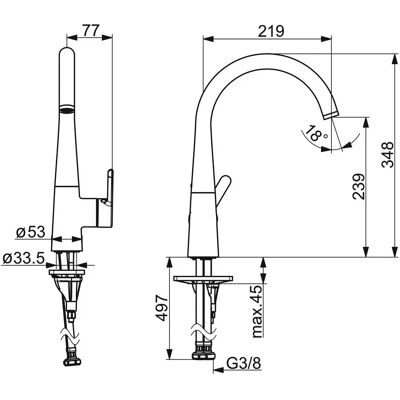 Baterie de bucătărie Hansa Designo Oțel Inoxidabil cu Duză Rotativă - Bucătărie Baterie de bucătărie Hansa Designo Oțel Inoxidabil cu Duză Rotativă - Bucătărie