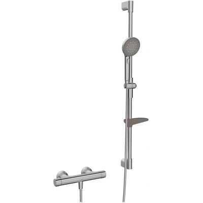 Hansa Prisma Duschsystem mit Thermostat - 970mm, Gebürsteter Stahl Hansa Prisma Duschsystem mit Thermostat - 970mm, Gebürsteter Stahl