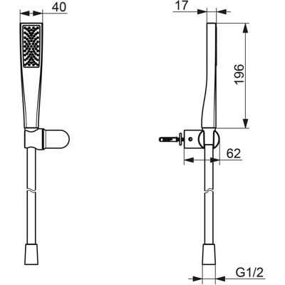 Hansa Aurelia Handbrause-Set - Wandmontage, 1-Strahl, matt-schwarz - Hand Shower Set Hansa Aurelia Handbrause-Set - Wandmontage, 1-Strahl, matt-schwarz - Hand Shower Set