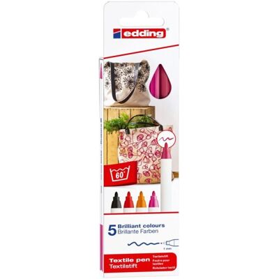 Edding 4600 textilní fixka - vícebarevná - 5 ks Edding 4600 textilní fixka - vícebarevná - 5 ks