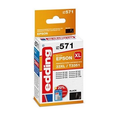 Edding EDD-571 Schwarz Druckerpatrone - Kompatibel mit Epson 33XL Edding EDD-571 Schwarz Druckerpatrone - Kompatibel mit Epson 33XL