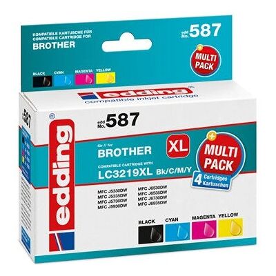 Edding EDD-587 Cartouche d'Encre - Pack de 4, Grande Capacité - Noir, Cyan, Magenta, Jaune - Publicité Edding EDD-587 Cartouche d'Encre - Pack de 4, Grande Capacité - Noir, Cyan, Magenta, Jaune - Publicité