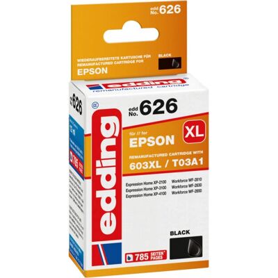 Edding EDD-626 Inktcartridge - Zwart Hoge Opbrengst Edding EDD-626 Inktcartridge - Zwart Hoge Opbrengst
