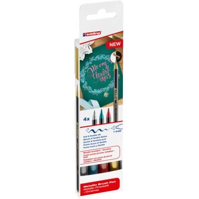 Edding 1340 Metallic Brushpen Set - Filzstift für helle und dunkle Papiere Edding 1340 Metallic Brushpen Set - Filzstift für helle und dunkle Papiere