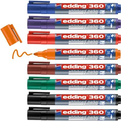 Edding Whiteboard Marker Set - 8 pcs, 1.5-3mm Bullet Tip, Assorted Colors Edding Whiteboard Marker Set - 8 pcs, 1.5-3mm Bullet Tip, Assorted Colors