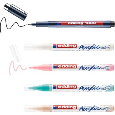 Edding Model - Art Supplies - Set of 5 Colored Acrylic Markers for Manga Edding Model - Art Supplies - Set of 5 Colored Acrylic Markers for Manga