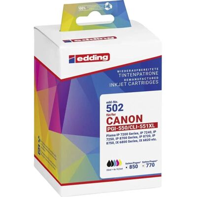 edding blækpatroner kompatible med Canon PGI-550 XL, CLI-551 XL - 5 stk edding blækpatroner kompatible med Canon PGI-550 XL, CLI-551 XL - 5 stk