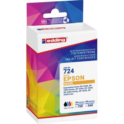 edding EDD-724 Druckerpatronen-Set - Schwarz, Cyan, Magenta, Gelb für Epson 604XL edding EDD-724 Druckerpatronen-Set - Schwarz, Cyan, Magenta, Gelb für Epson 604XL