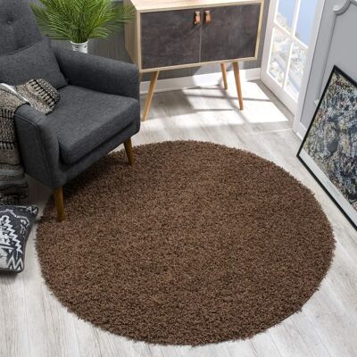 SANAT Loca Shaggy Teppich - 150cm, 30mm, Dunkelbraun - Teppich SANAT Loca Shaggy Teppich - 150cm, 30mm, Dunkelbraun - Teppich