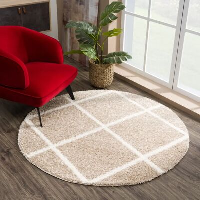 SANAT - MADRID - Beige - Ø150 cm - Shaggy Teppich SANAT - MADRID - Beige - Ø150 cm - Shaggy Teppich
