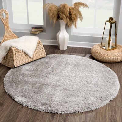 Sanat Porto Rundteppich - Langflor, 120cm, 45mm, Grau Sanat Porto Rundteppich - Langflor, 120cm, 45mm, Grau
