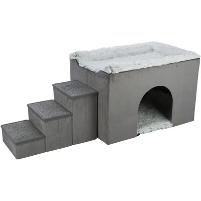 Trixie Höhle Hund/Katze Bett mit Treppe - Grau - Hund/Katze Bett Trixie Höhle Hund/Katze Bett mit Treppe - Grau - Hund/Katze Bett